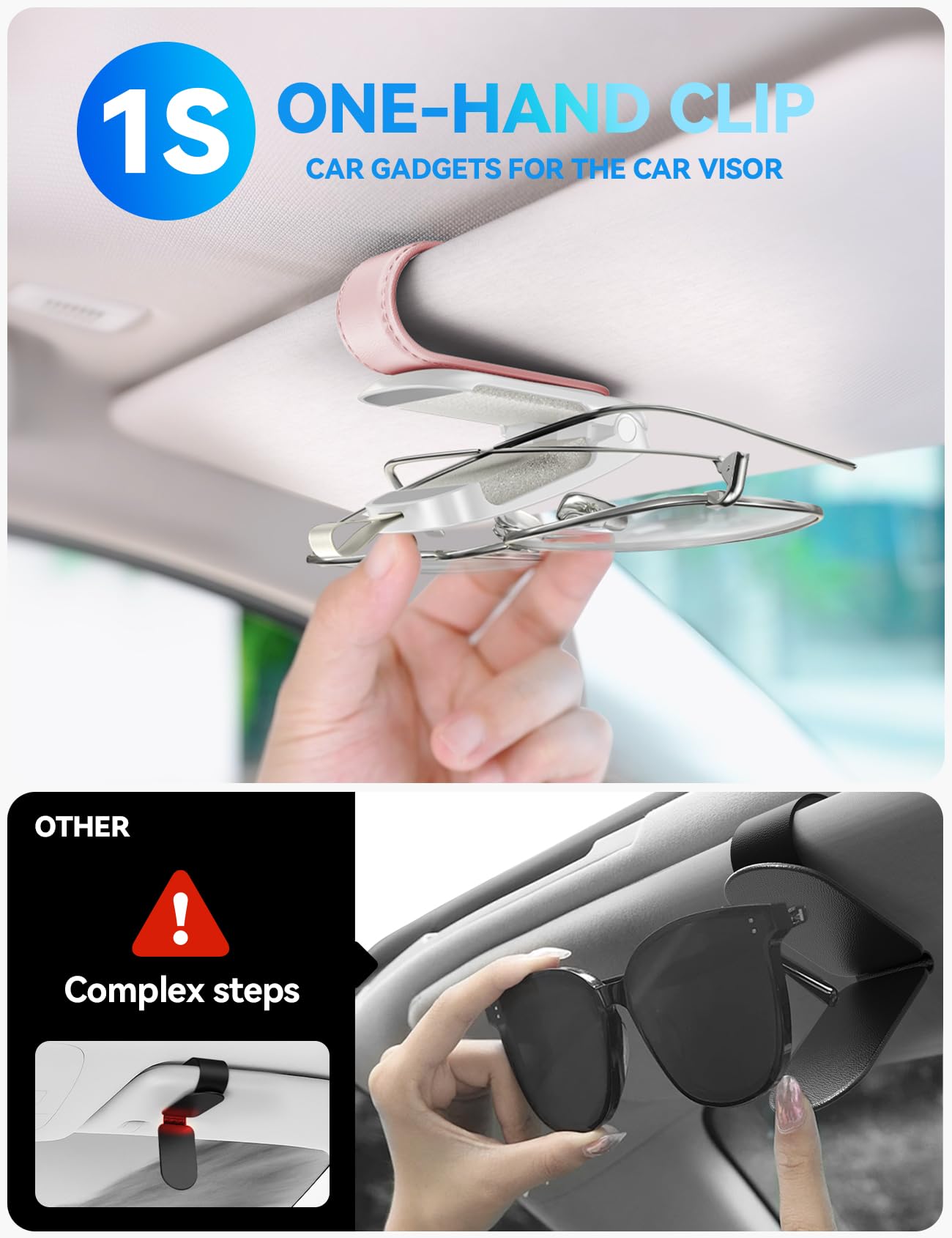 JOYROOM Universal Fits Leather Eyeglasses Clip Compatible with All Glasses