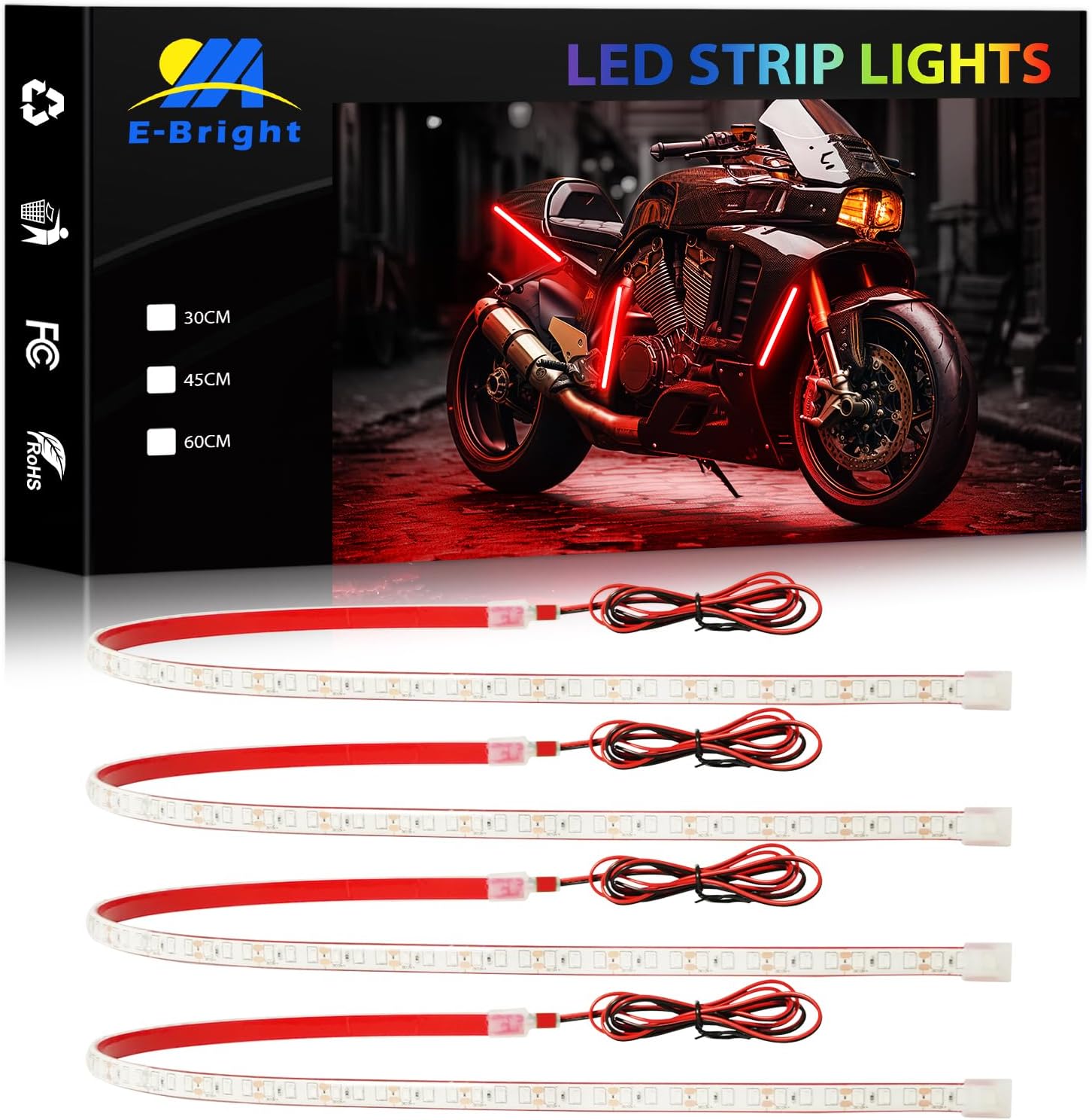 YM E-Bright LED Strip Light 30CM Waterproof for Car Motorcycles Decoration