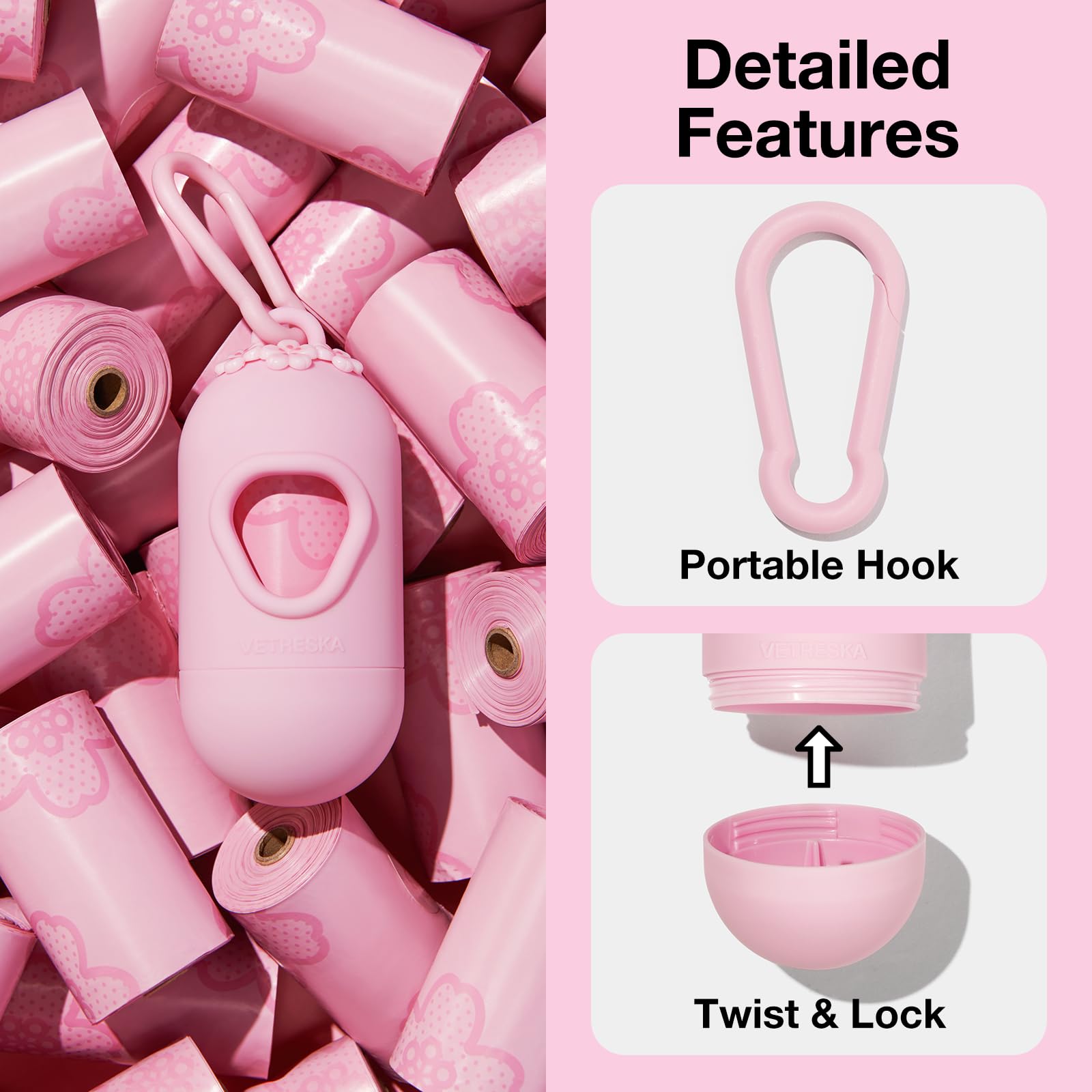 VETRESKA Dog Dispenser with Cherry Blossom Scented Poop Bags