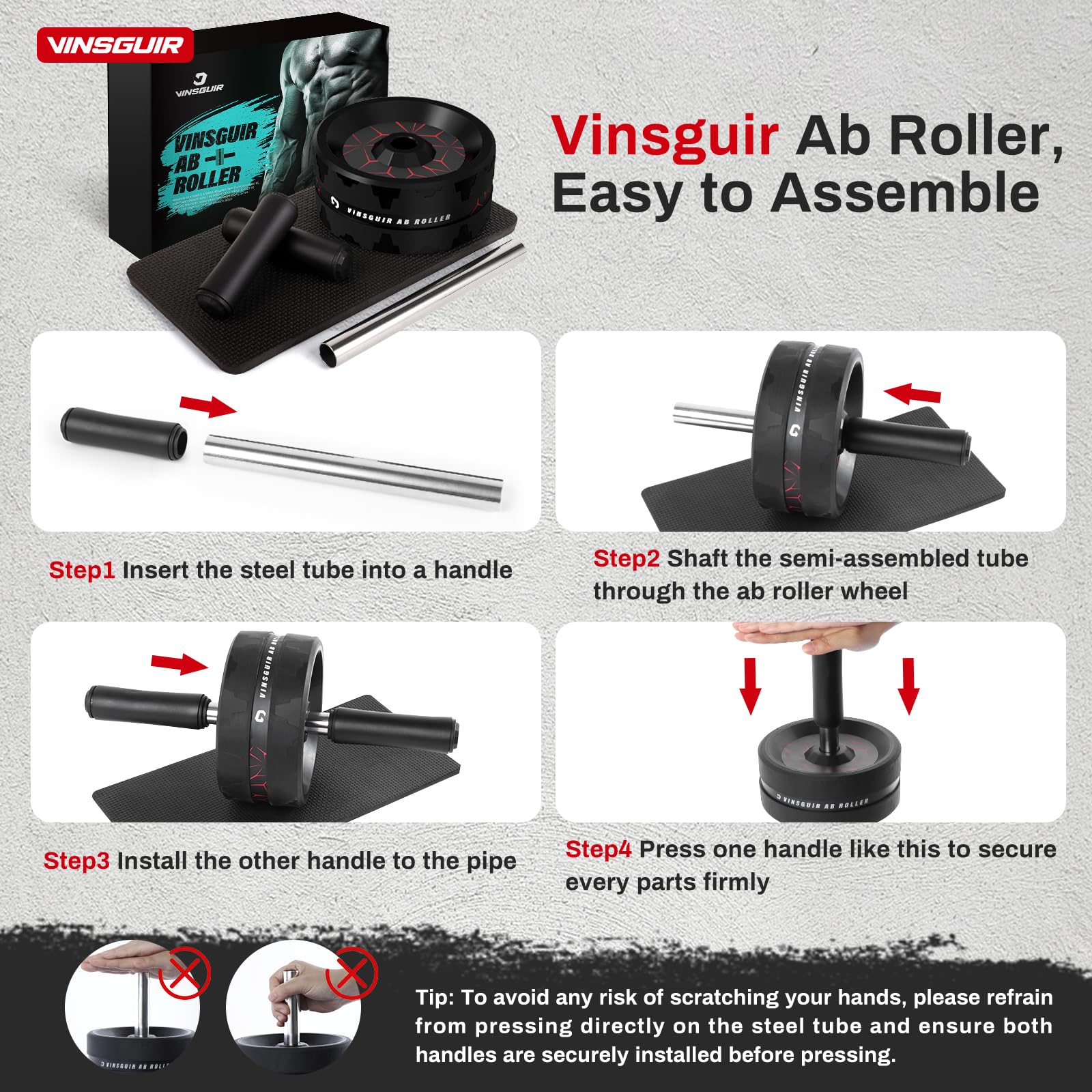 Vinsguir Ab Roller Wheel for Abdominal & Core Strength Training