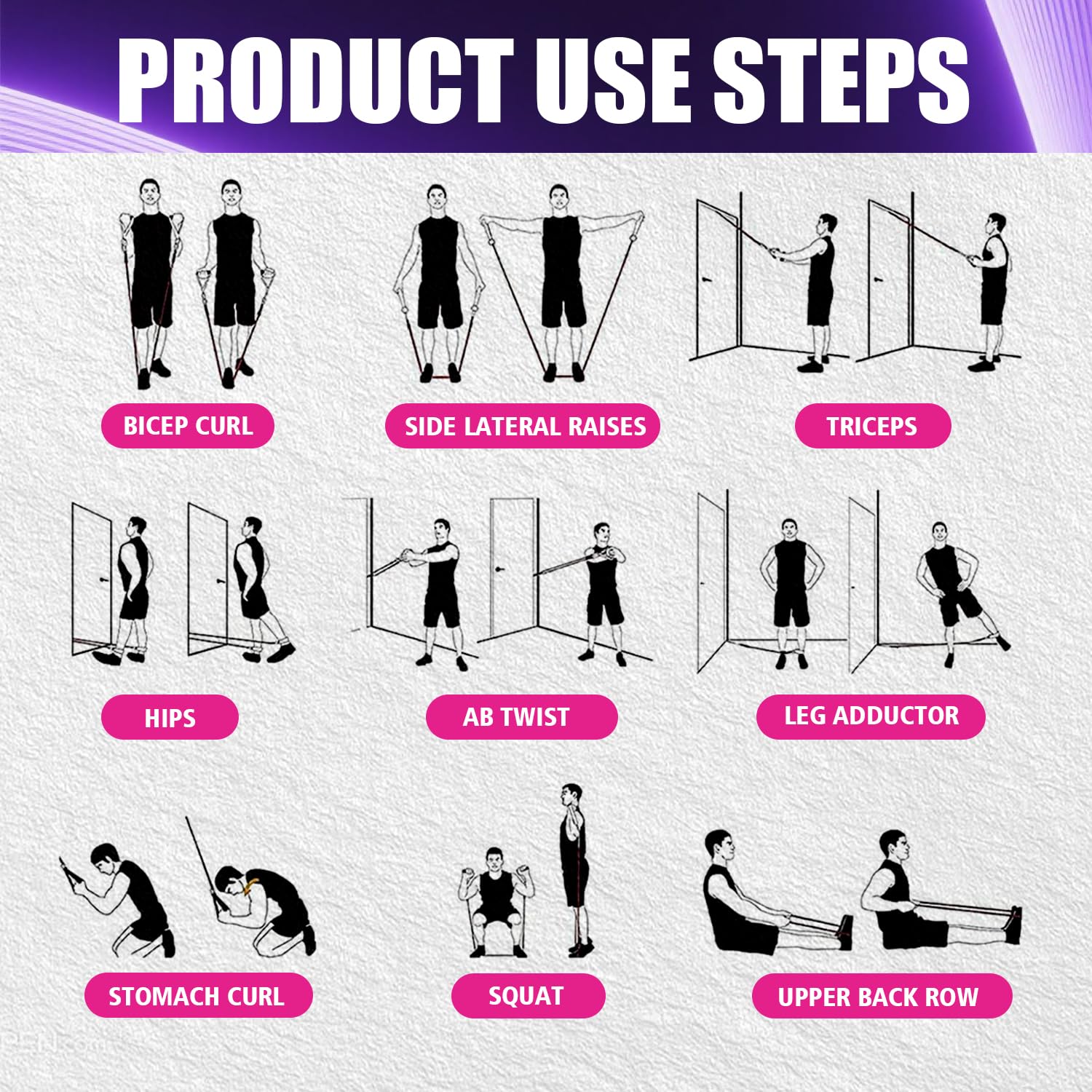 WHATAFIT Resistance Bands with Handles for Men and Women Fitness