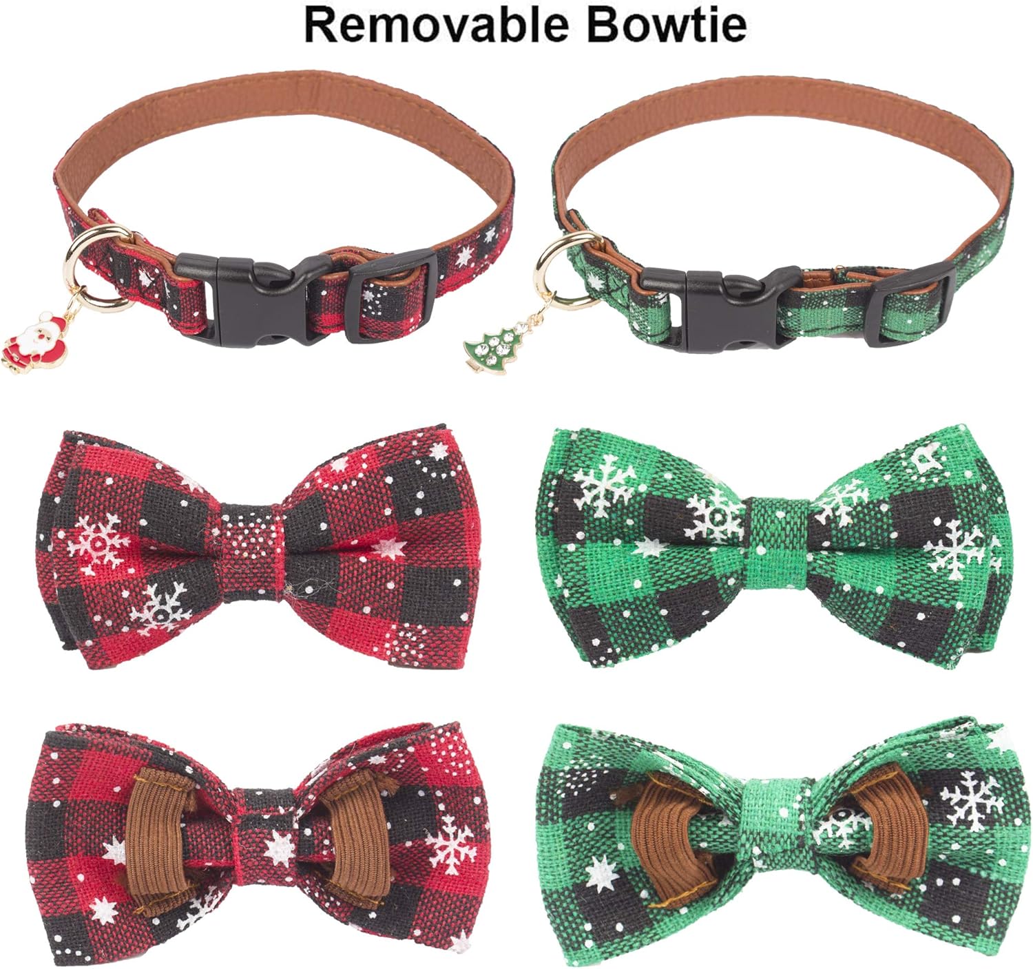 ADOGGYGO Christmas Dog Collar with Bow Tie Adjustable