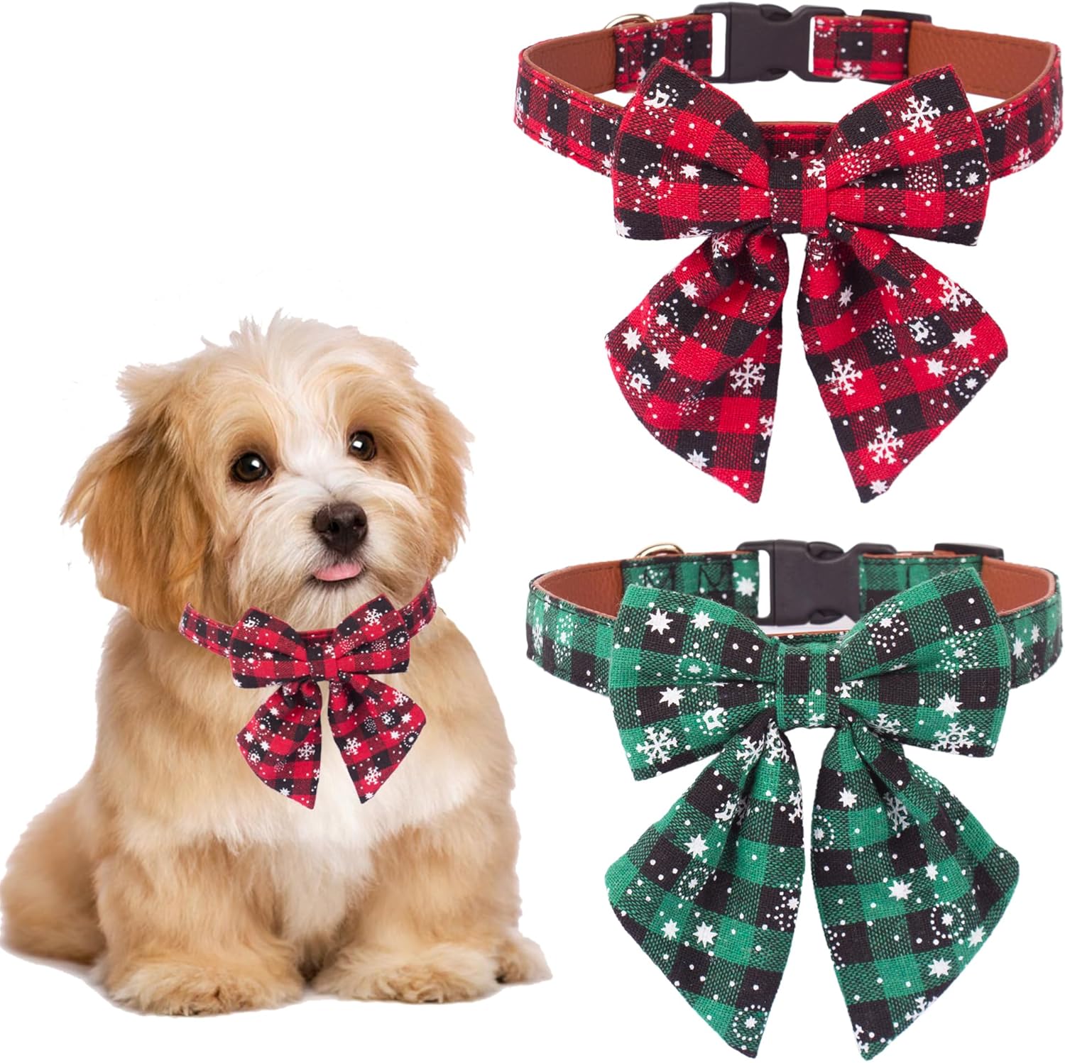 ADOGGYGO Christmas Dog Collar with Bow Tie Adjustable