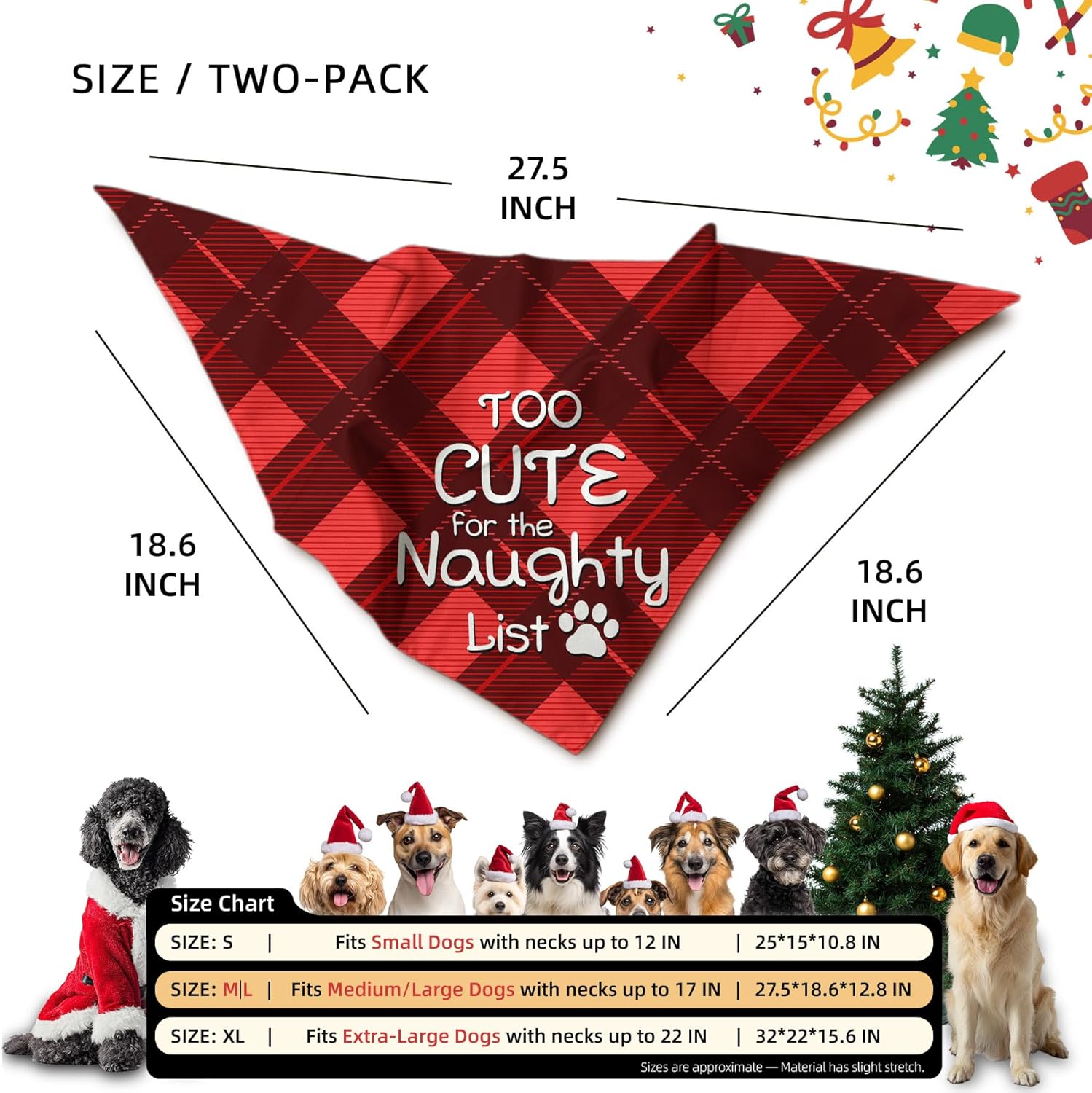 Christmas Dog Bandana Set – 2 Pack