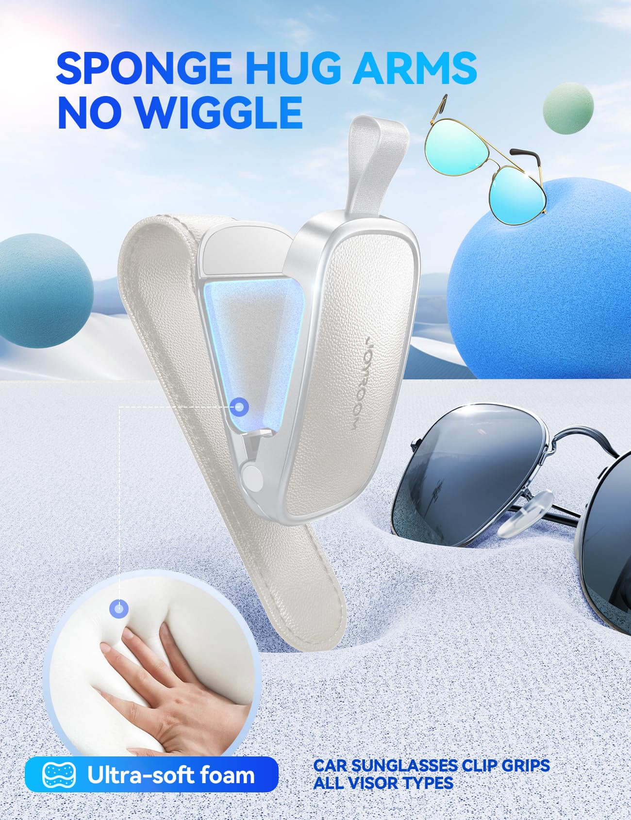 JOYROOM Universal Fits Leather Eyeglasses Clip Compatible with All Glasses