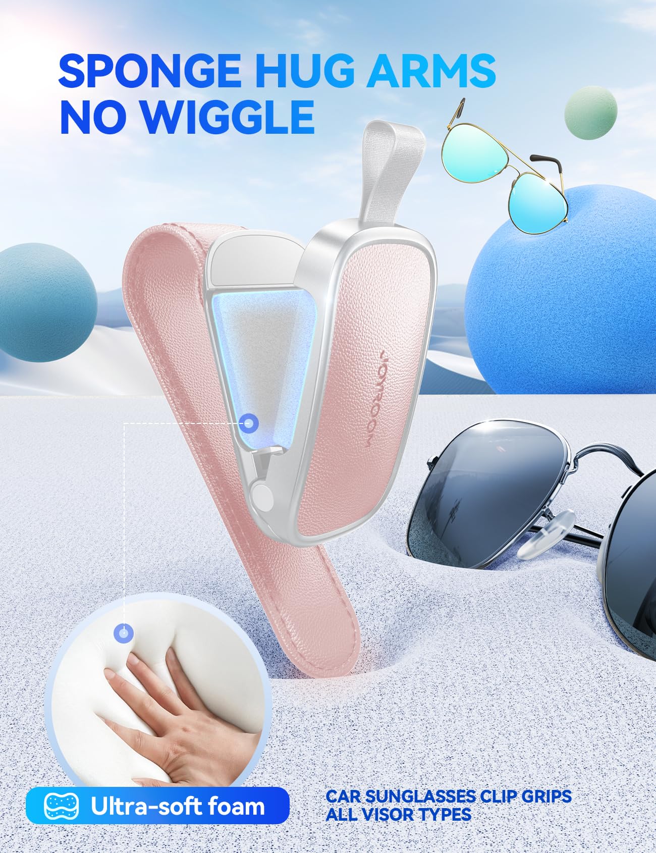 JOYROOM Universal Fits Leather Eyeglasses Clip Compatible with All Glasses