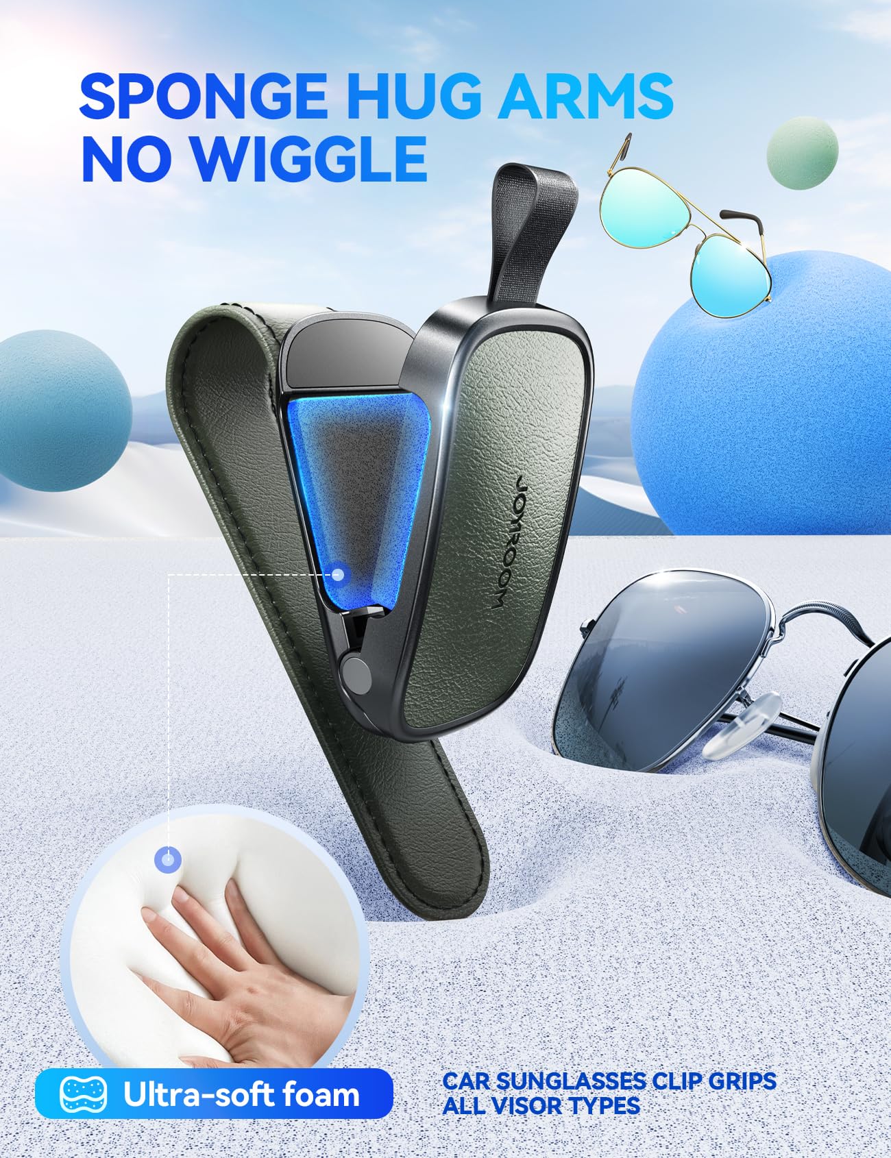 JOYROOM Universal Fits Leather Eyeglasses Clip Compatible with All Glasses