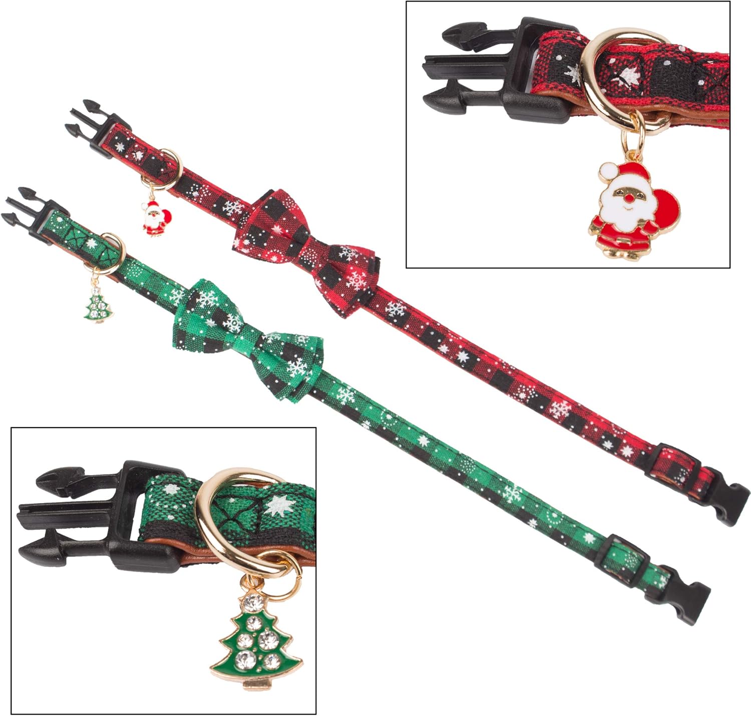 ADOGGYGO Christmas Dog Collar with Bow Tie Adjustable