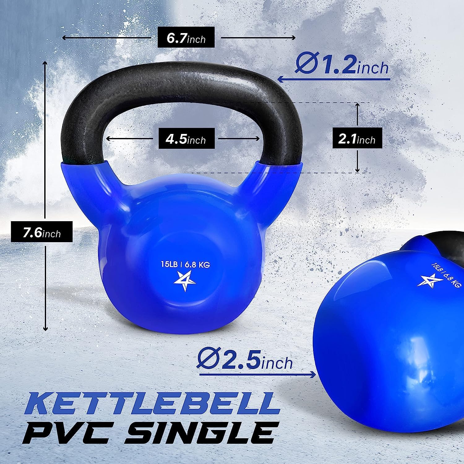 Yes4All Kettlebell, 5-100 LB Vinyl Coated Cast Iron Strength Training Kettlebells