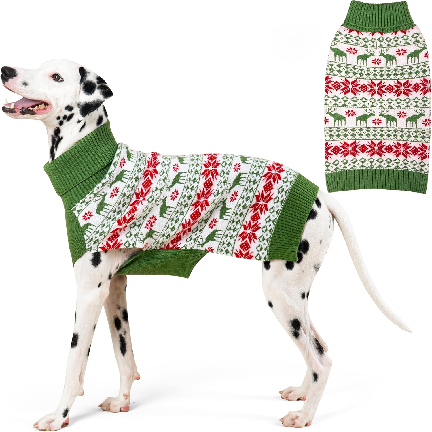 KYEESE Dog Christmas Sweater with Reindeer Pattern