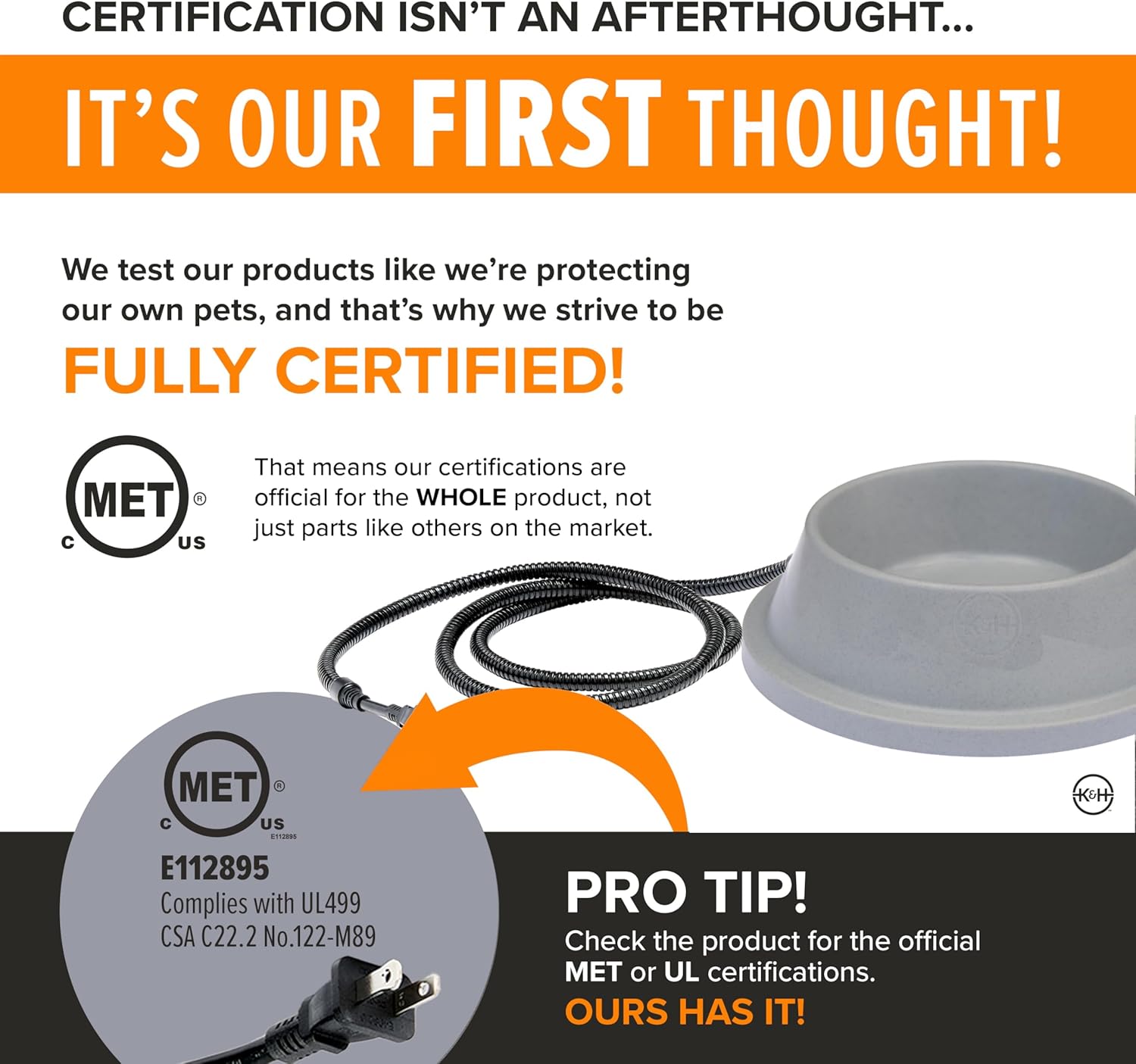 K&H Pet Products Thermal-Bowl Heated Water Bowl for Cats & Dogs