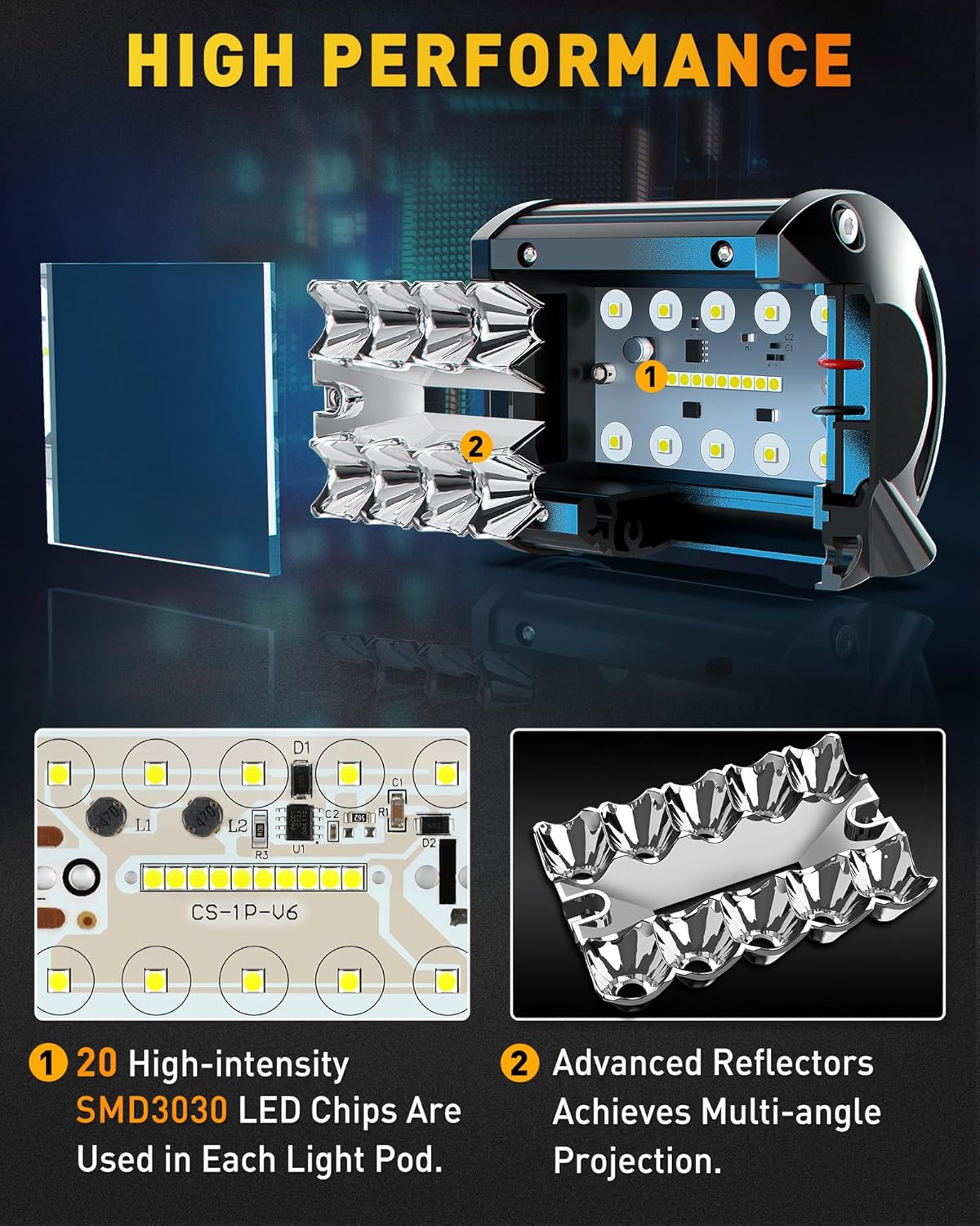 NAOEVO 4 Inch LED Pod Lights, 240W,4 Pcs