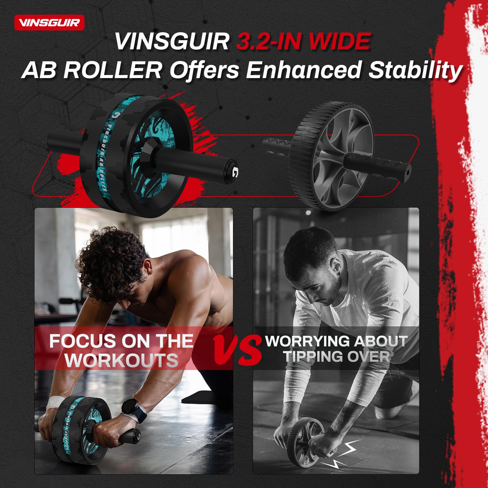 Vinsguir Ab Roller Wheel for Abdominal & Core Strength Training