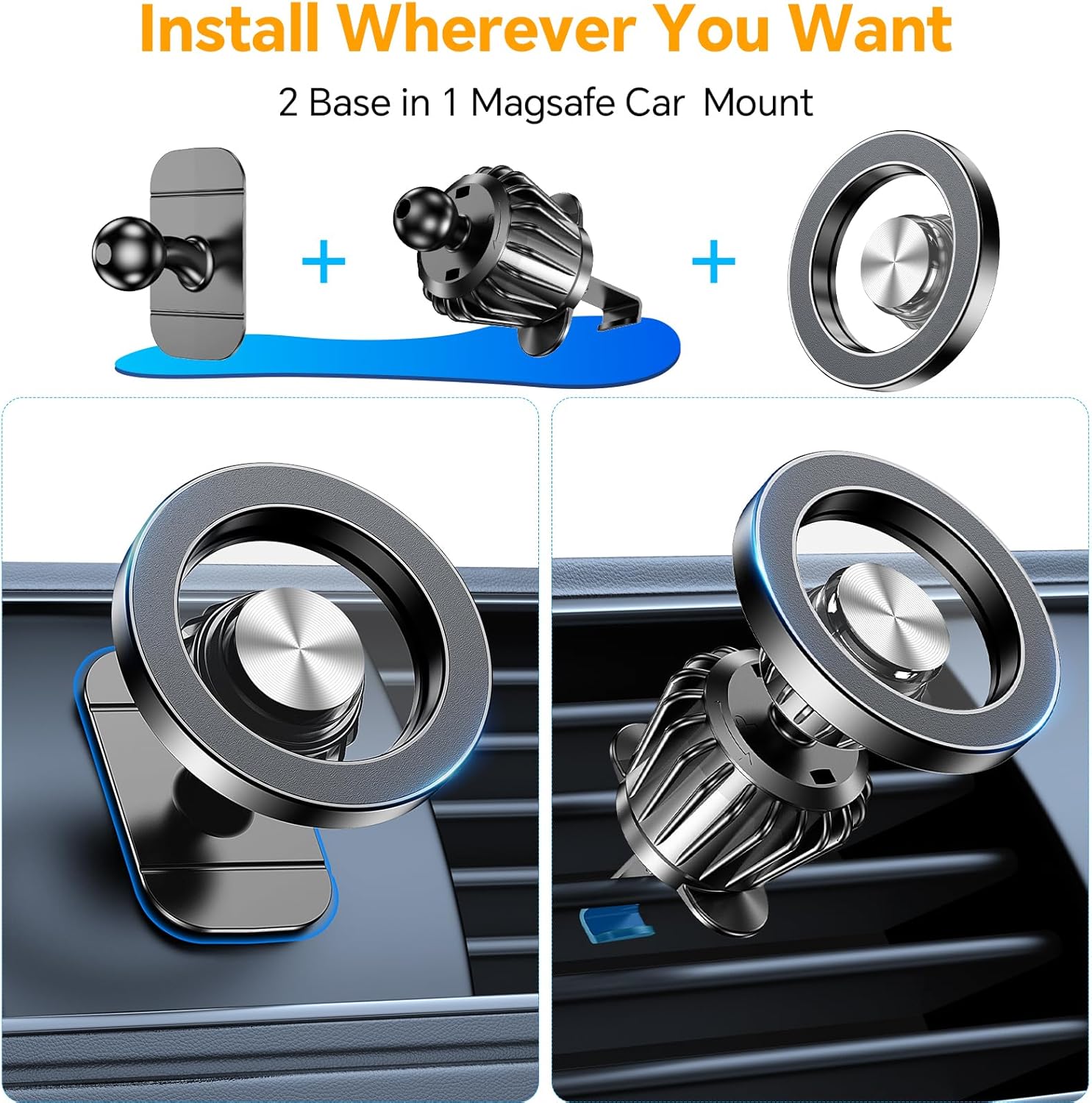 Kaistyle for Magsafe Car Mount Magnetic Phone Holder for Car