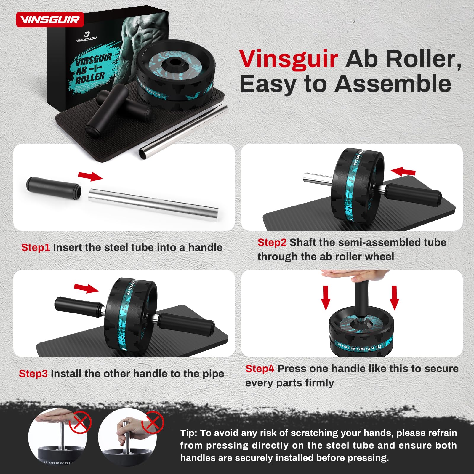 Vinsguir Ab Roller Wheel for Abdominal & Core Strength Training