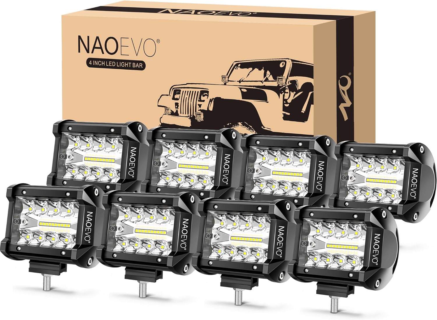 NAOEVO 4 Inch LED Pod Lights, 240W,4 Pcs