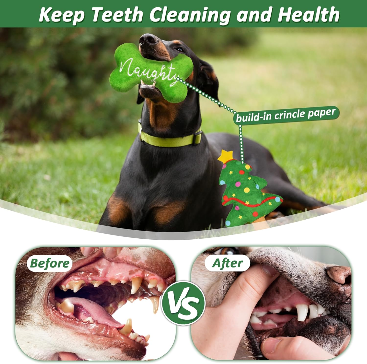 4pcs Stuffed Dog Squeaky Toys for Teething and Chewing