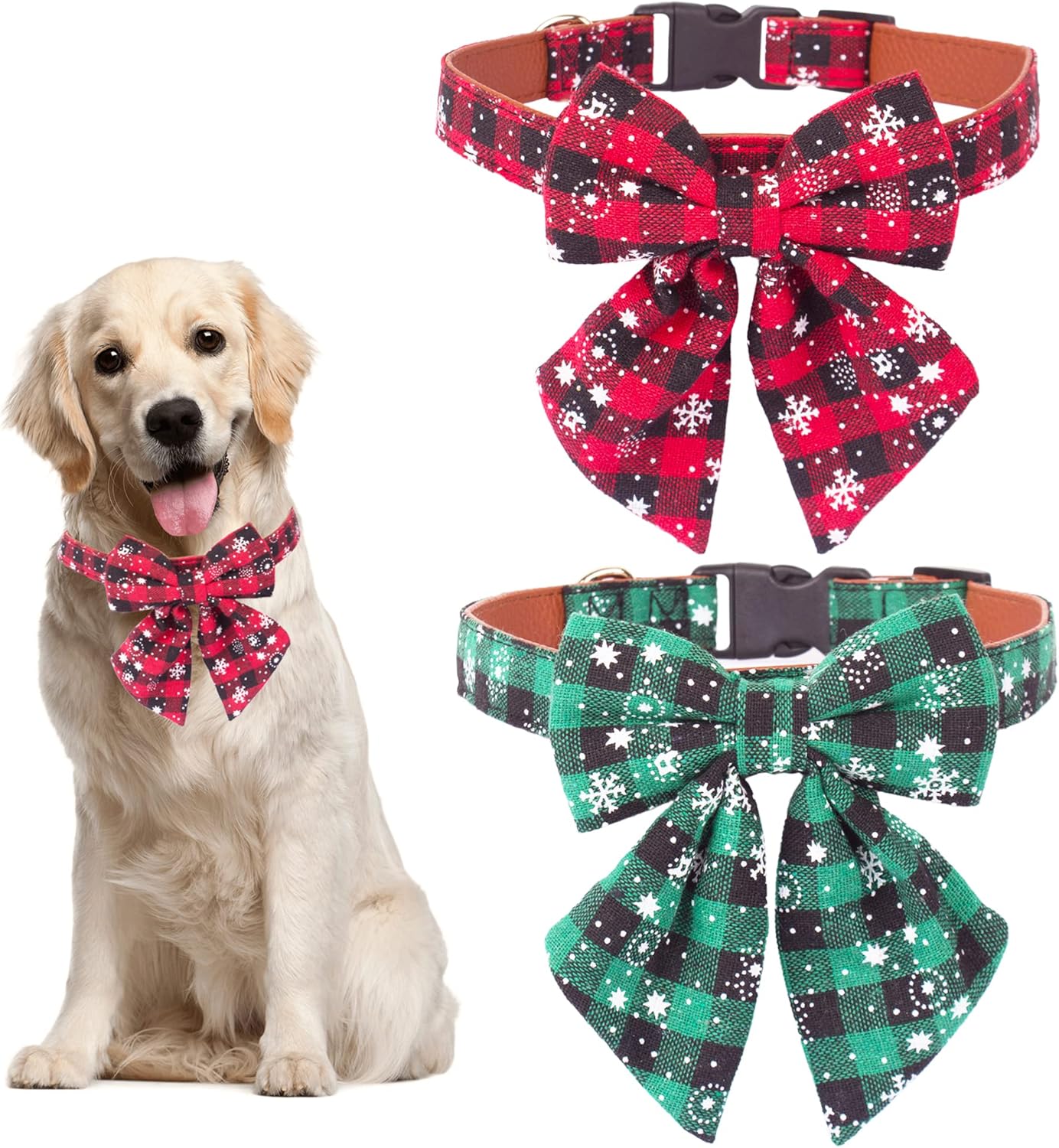 ADOGGYGO Christmas Dog Collar with Bow Tie Adjustable
