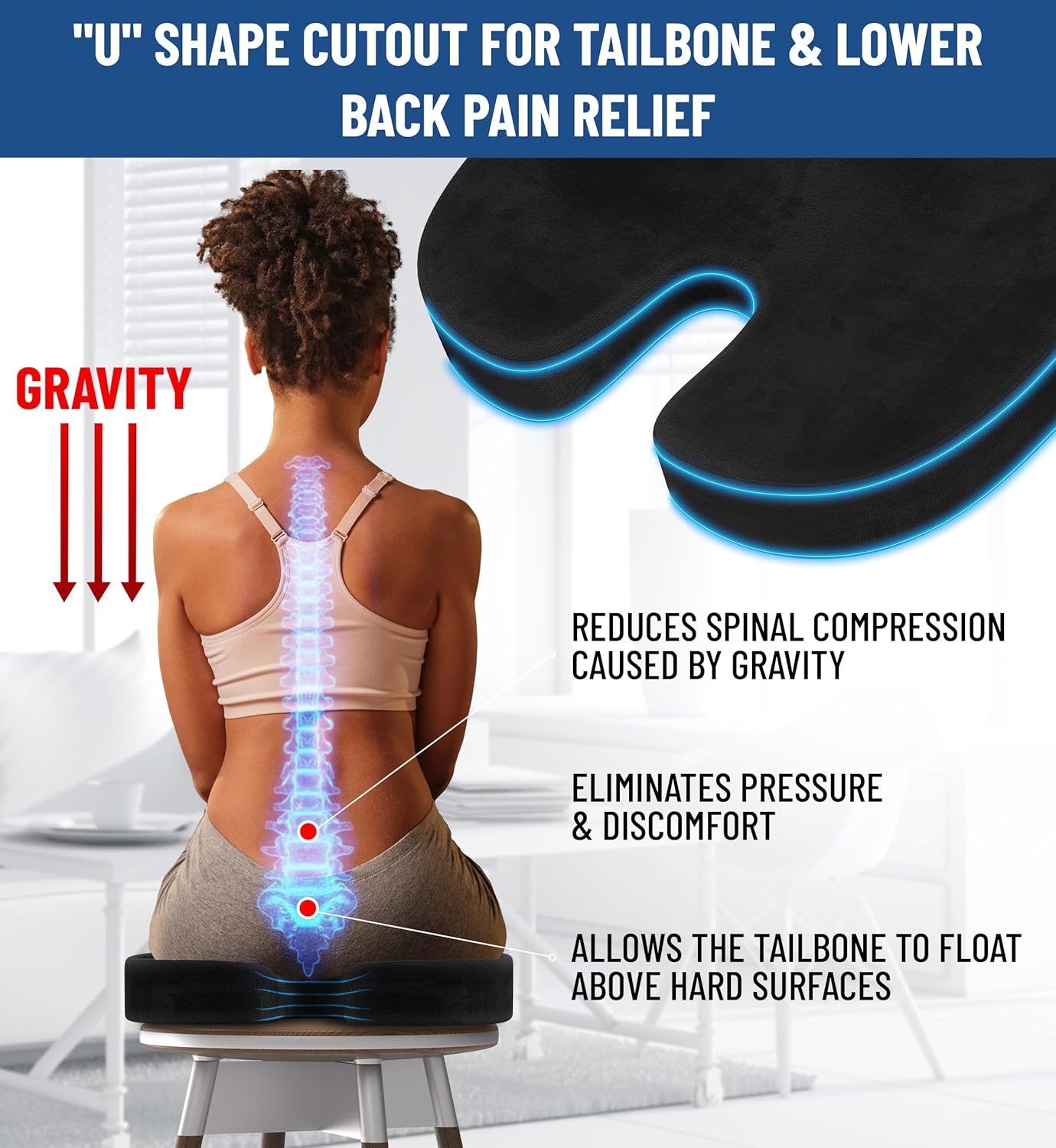 Everlasting Comfort Doctor Recommended Memory Foam Seat Cushion for Office Chairs